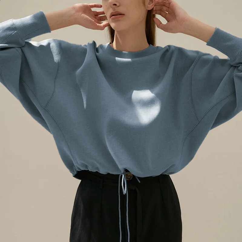 Oversized 100% Cotton Women Hoodies Sweatshirt Casual Solid Long Sleeve Drawstring Korean Fashion Streetwear Female Pullover 240813