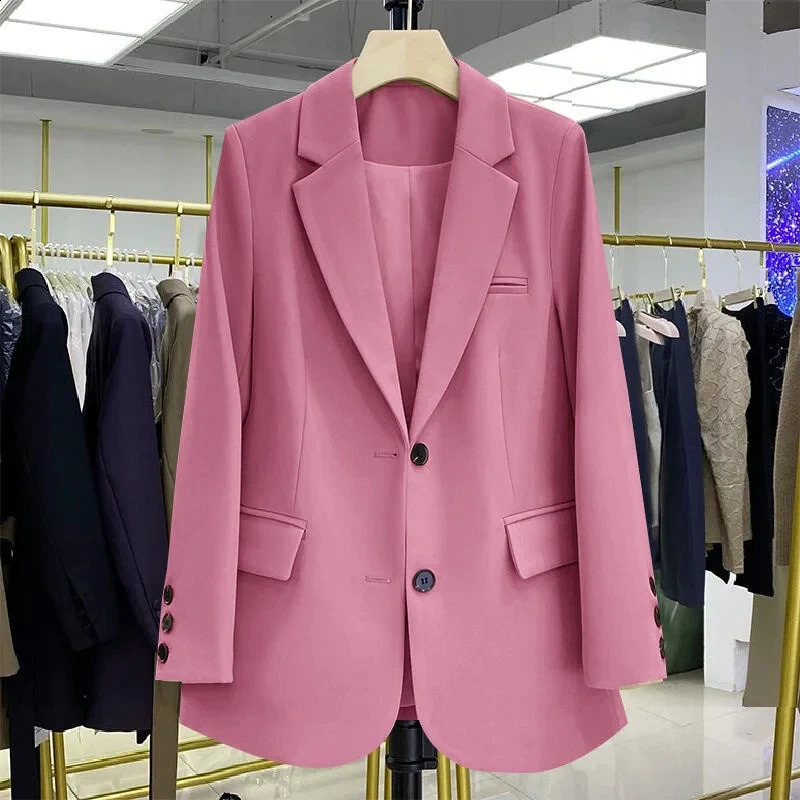 OL Spring Summer Elegant Office Lady Coat Loose Solid Thin Long Sleeved Women Blazer All-Match Casual Jacket Multi-Color Pocket 240813
