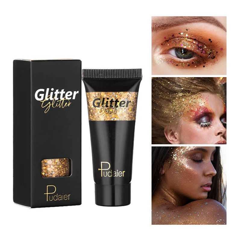 6-color body glitter gel multi-function facial lip hair loose sequins glitter liquid eye shadow festival stage makeup decoration W240812