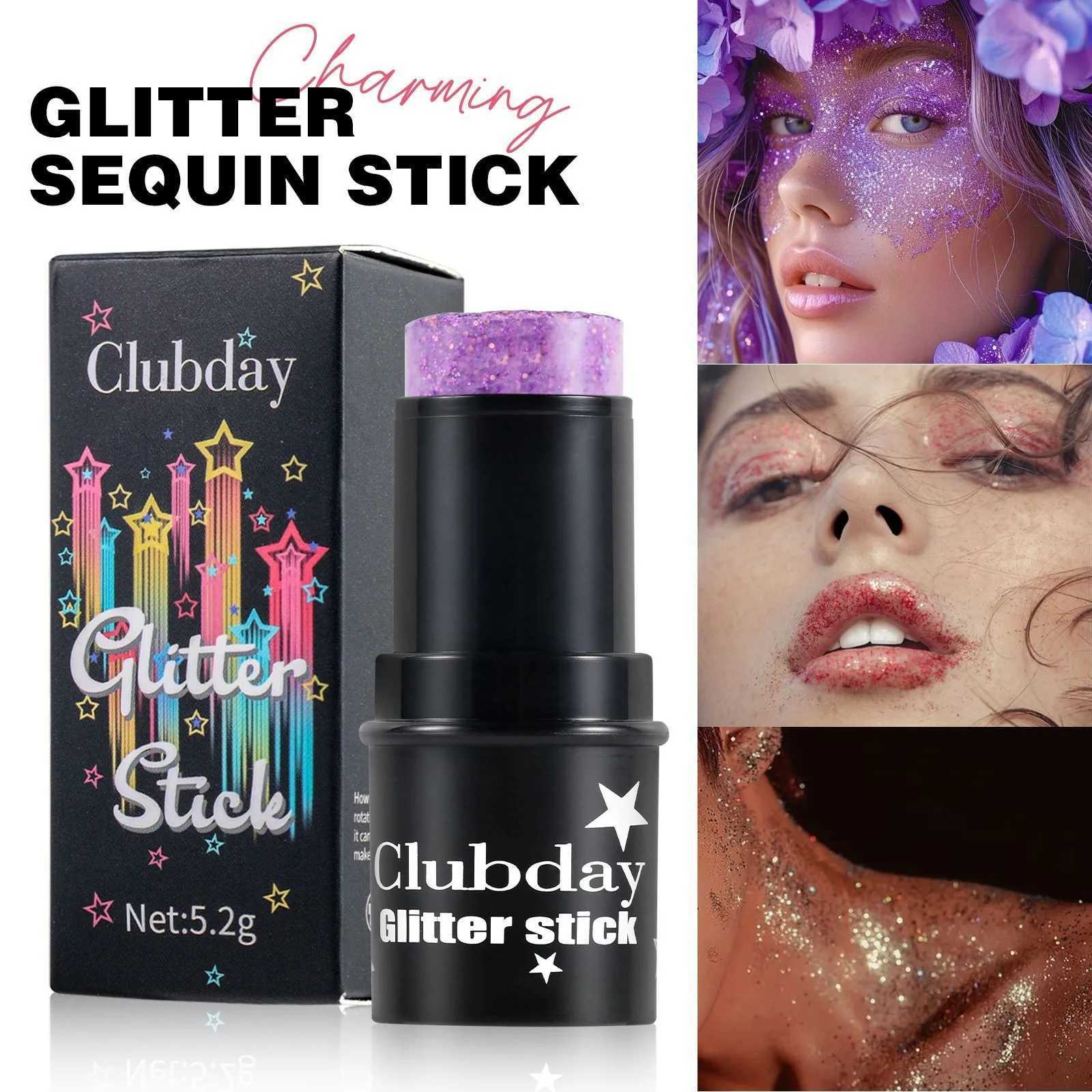 Purple glitter sequins stick multi-function face lip hair sequins body eye shadow gel music festival stage makeup decoration tools W240812