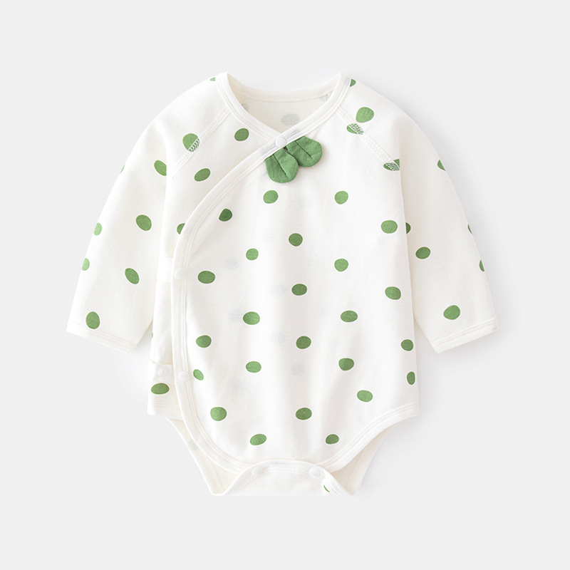 Baby Spring and autumn baby triangle ha clothing cotton long sleeve polka dot onesie newborn boneless crawl suit
