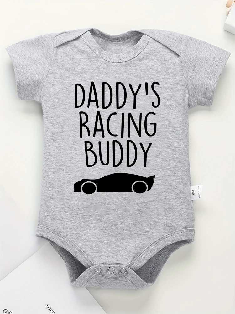 Dads racing partner baby Onesies summer O-ring short sleeved baby boy clothing simple and comfortable cotton cheap baby clothing W240812