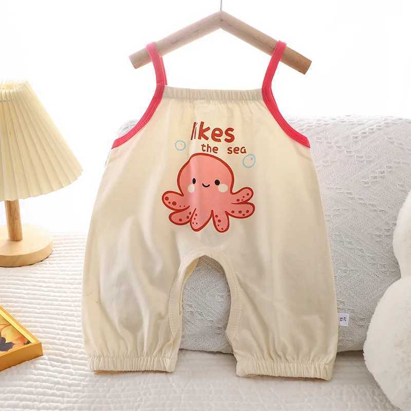 2024 New Summer Baby Mens Slimming jumpsuit Pajama Girls Open crotch Newborn Childrens jumpsuit W240812