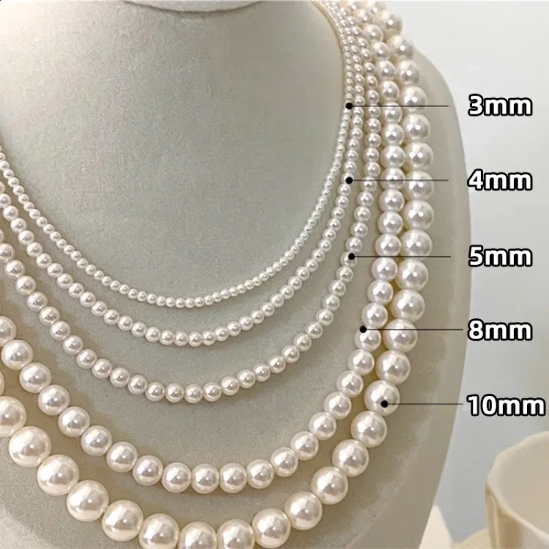 Trend S925 Sterling Silver 2mm-10mm Pearl Necklace Minimalist clavicle Chain Small and Wholesale 240812