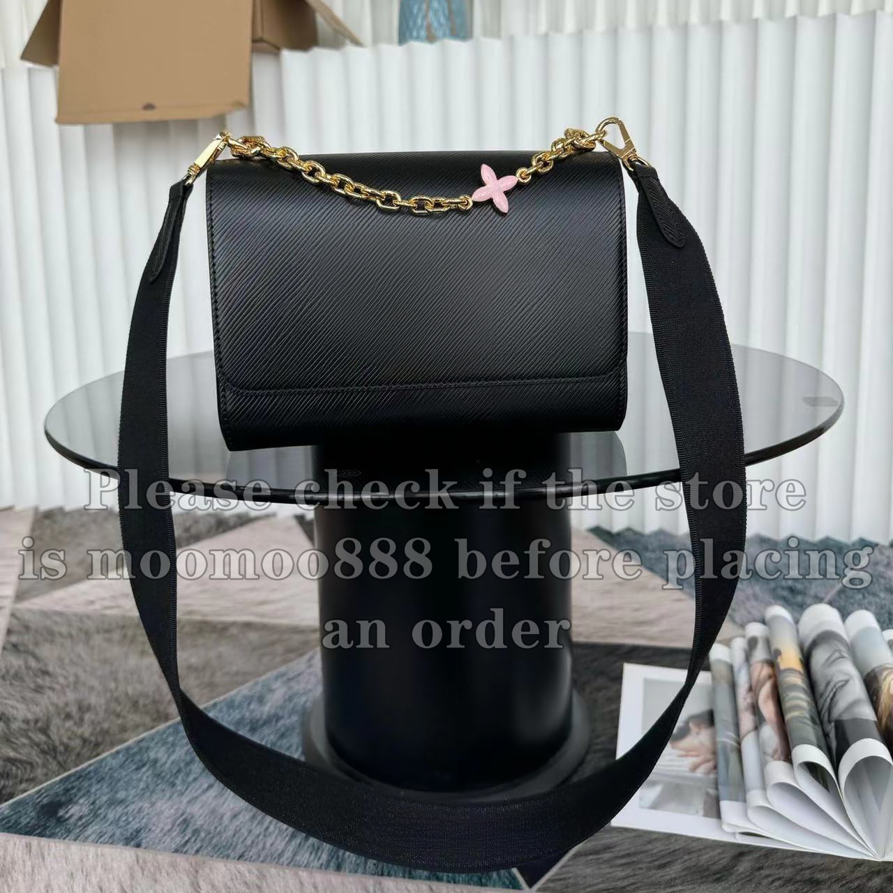 12A All-New Mirror Quality Designer MM Twist Bag Cowhide Black Bags Genuine Leather Handbag for Women Medium Flap Bag Crossbody Purse Shoulder Strap Bag with Box