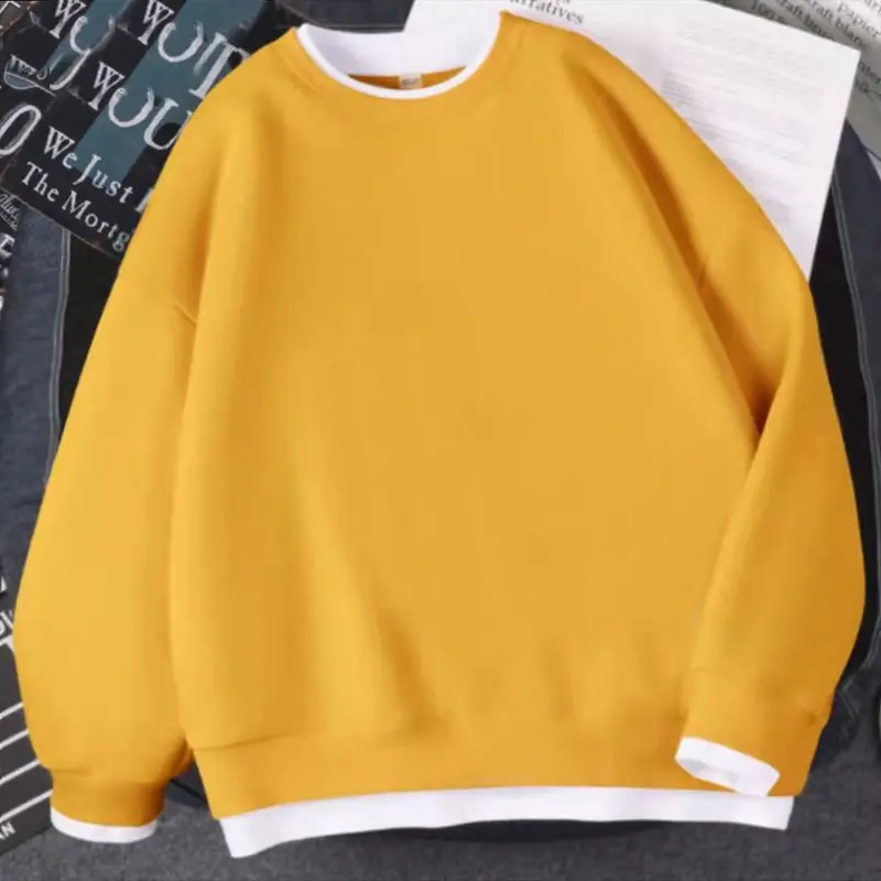 Autumn Womens Spliced Pullover O-Neck Fashion Solid Color Loose Minimalist Versatile Casual Long Sleeve Sweatshirts 240812
