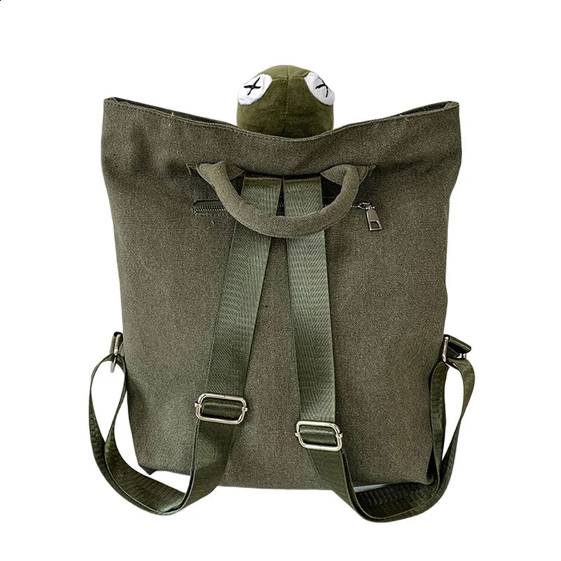 Mens Womens Graffiti Plush Frog Monster Zipper Large Capacity School Backpack Travel Adjustable Outdoor 240813