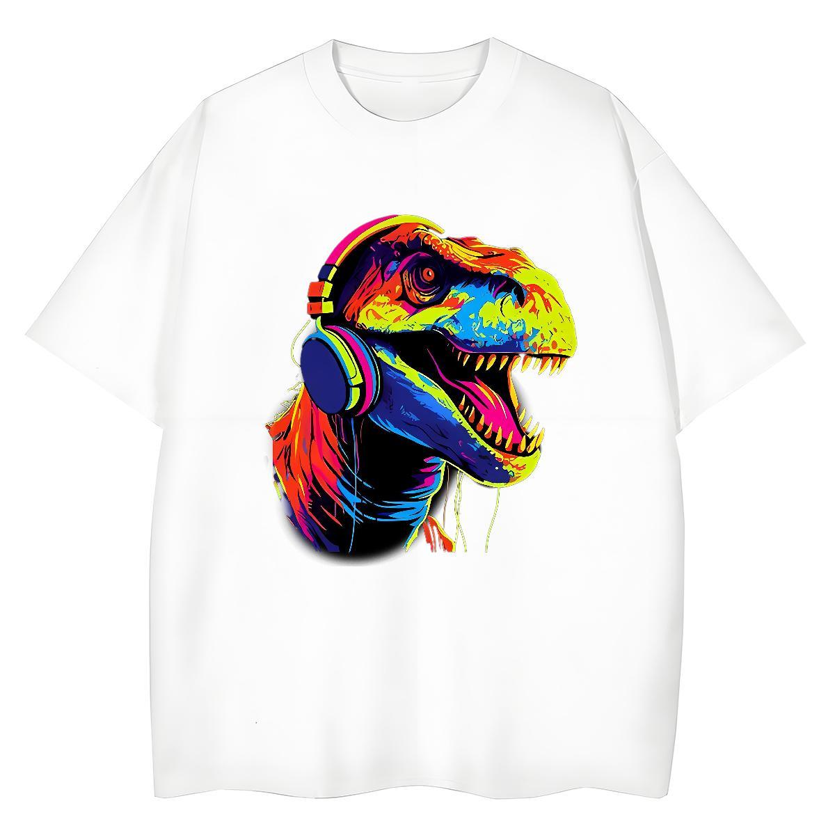 Classic T Shirts Men dinosaur O Neck Short Sleeves Casual Daily Wear Anime 230g Cotton Couples T Shirts Classic Casual Clothings