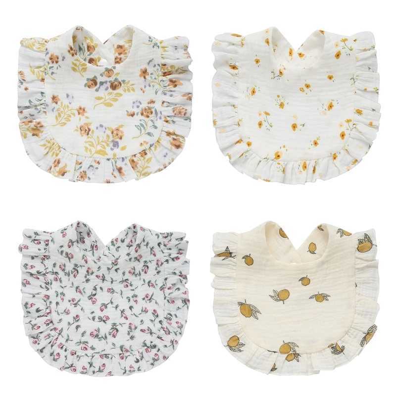 Bibs Burp Cloths Baby Bib for Boys Girl 0-24Months Breathable Floral Drooling Bib with Hidden Stud Buckle Infant Sleep Teething BandanaL4812