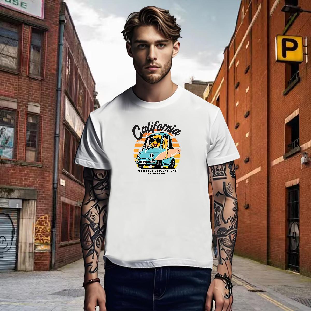 Mens T Shirts 230g Pure Cotton USA Summer Casual Round Neck Short Sleeve Asian Size Men Tees Customized Cool Design Tops