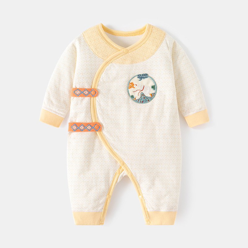 Baby cotton jumpsuit Thin cotton boneless clothing autumn and winter pure cotton newborn butterfly suit baby crawling suit