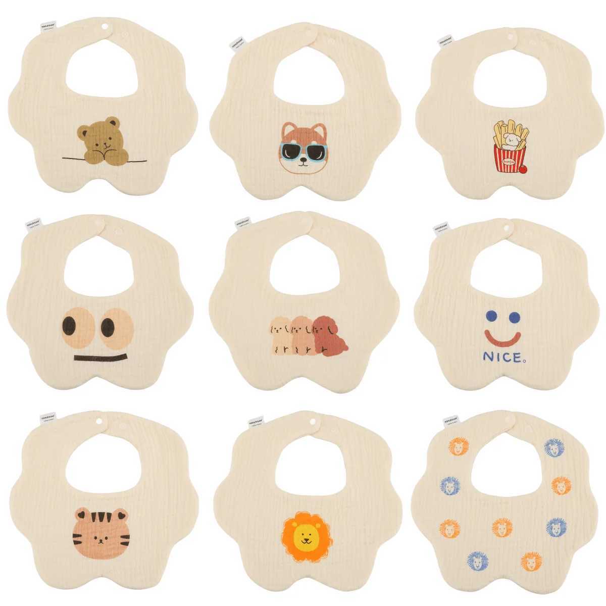 Bibs Burp Cloths Cute 6 Layers Cotton Gauze Baby Bibs Autumn New Saliva Towel Newborn Burp Cloths Bandana Scarf for Boys Girls Feeding Drool BibL4812
