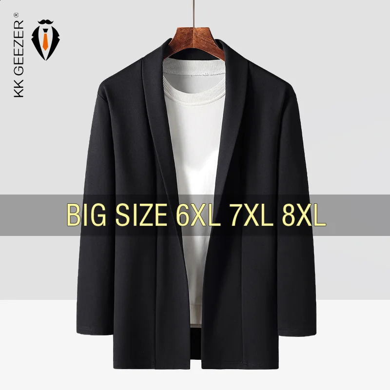 Men Jacket Cotton Coat Plus Size 6XL 7XL 8XL Oversize Black Street Trench Loose Male Business Simple Thin Windbreaker Coat 240812