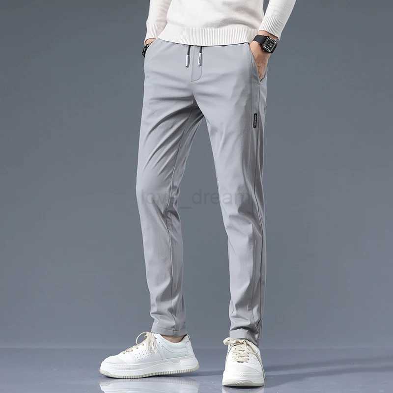 Stretch Casual Pants Men Classic Lightweight Slim Fit Trousers for Men Summer Straight Drawstring Joggers Solid khaki Pants MaleXJ240813