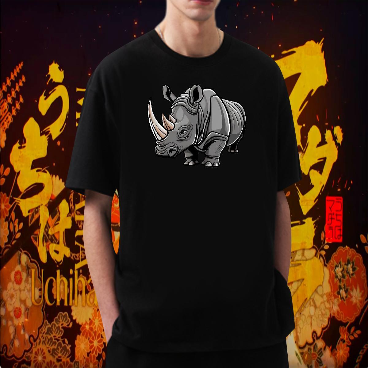 Wholesale Tshirt for Man Woman rhinoceros Spring Summer 230g Pure Cotton Wear Crew Neck Breathable Loose Fit Man T Shirts Custom Cartoon