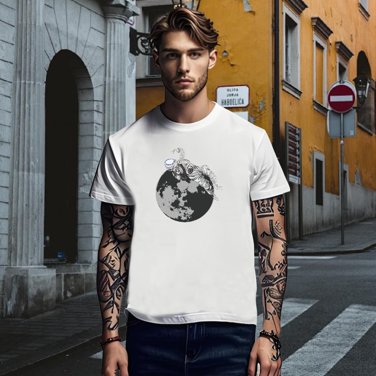 T shirt 230g 100% Cotton universe Spring Summer Breathable Skull Men Tees DIY Customized Wholesale Tops