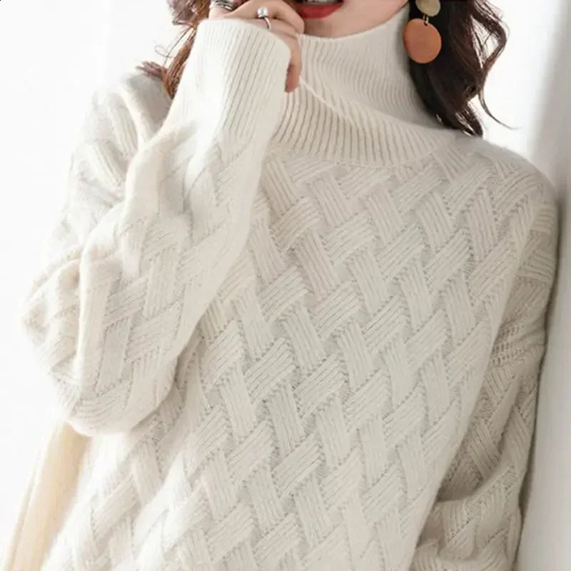 ZMZBCH Winter Womens Loose Sweater Fashionable Cashmere Oversized Thick Zipper Long Sleeve 240812