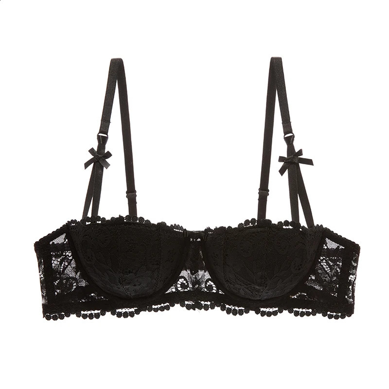 12 Half Cup Bras For Women Plus Size Lingerie Red Thin Underwear Cotton Sexy Push Up Balconette Bra Top Black White A B C D Cup 240812