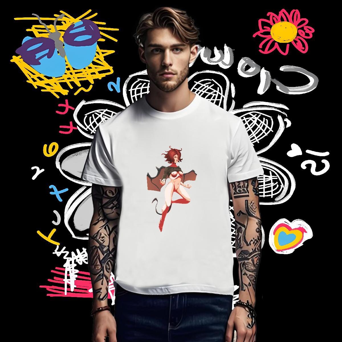 Men T Shirts 230g 100% Cotton portrait Outdoor Breathable Crew Neck Black Oversized Couples T Shirts 2024 DIY Soft Tops
