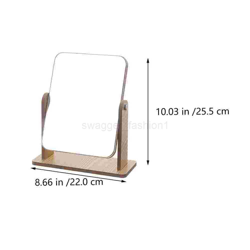 Rotating Vanity Mirror Wooden Tabletop Mirrors Women Makeup Dresser Desktop WomanXJ240813
