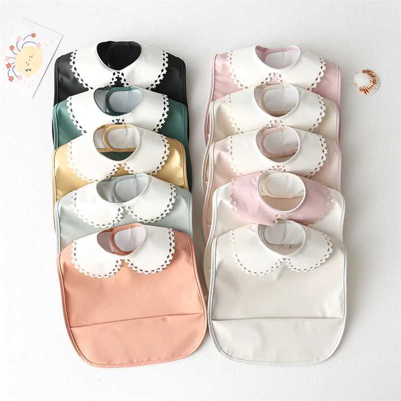 Bibs Burp Cloths Baby Bibs INS Nordic Style Infant Boy Girl Waterproof Soft PU Bib Meal Protection Feeding Burp Cloth With Pocket Easy CleanL4812