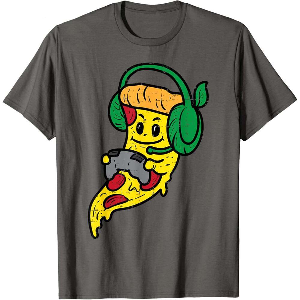 2025S Fashion Designer T Shirt For Mens Gamer Pizza Video Gaming Funny Food T Shirt Shirts Tshirt Graphic Tee Casual Tops Clothes Short Sleeve
