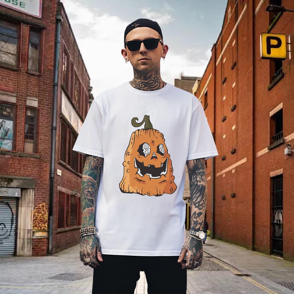 Popular T shirt pumpkin Breathable Short Sleeve Daily Wear Oversized 4XL 230g 100% Cotton Men Tshirts Fashion Casual Clothings