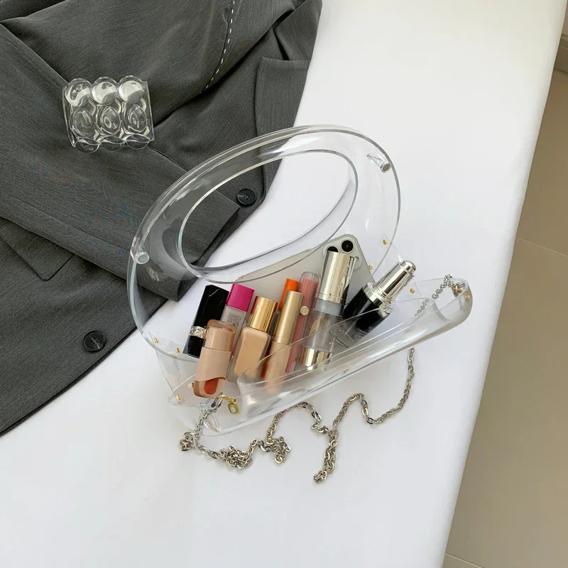 6 Color Jelly Bag For Women Fashion Round Handbag High Quality Acrylic Transparent Crossbody Female Clear Clutch Purse 240812
