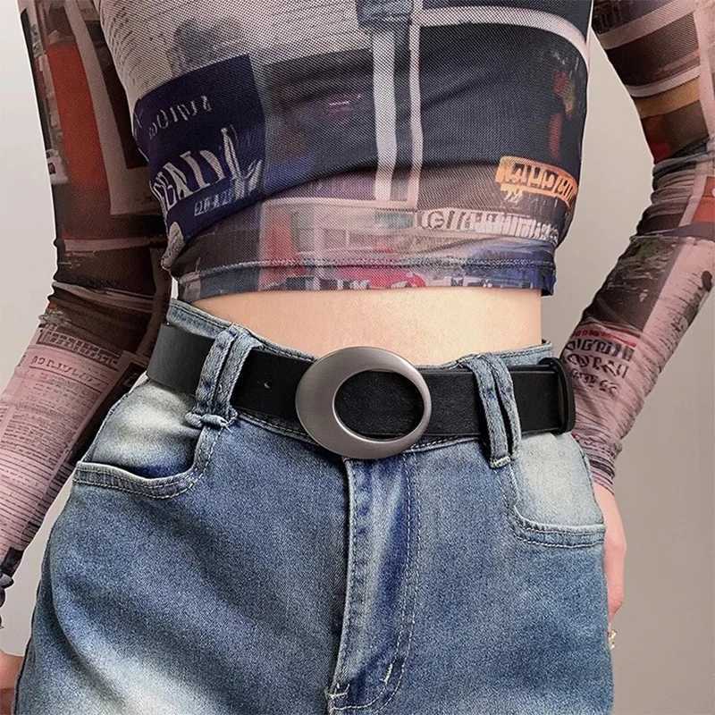Y2K Pu Womens Belt Metal Oval Buckle Jeans Trouser Dress Belt Fashion Retro Accessories Belt W240807