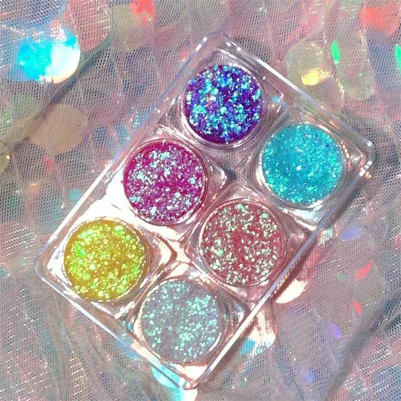 6-color sequin gel eye shadow palette glitter diamond eye shadow makeup hair body face glitter gel art glitter loose sequin cream W240812