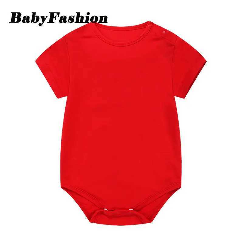Multi colored soft cotton jumpsuit suitable for infants boys newborns crawling children solid color short sleeves summer jumpsuit girls clothing W2408
