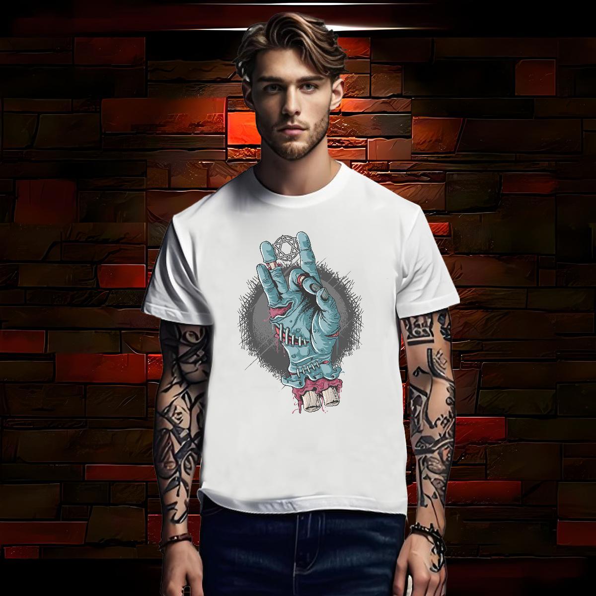 T-Shirts 230g Pure Cotton Halloween Hip Hop Round Neck Short Sleeve Black Oversized Men Tops Tees 2024 DIY High Quality Tops Shirt