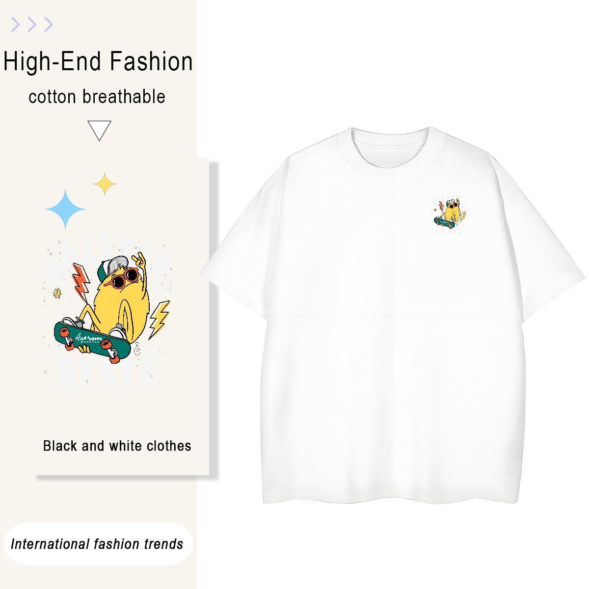 T-Shirts for Men 230g 100% Cotton Plush Outdoor Breathable Plus Size Cartoon Couples T Shirts New Arrival High Quality Top Tees