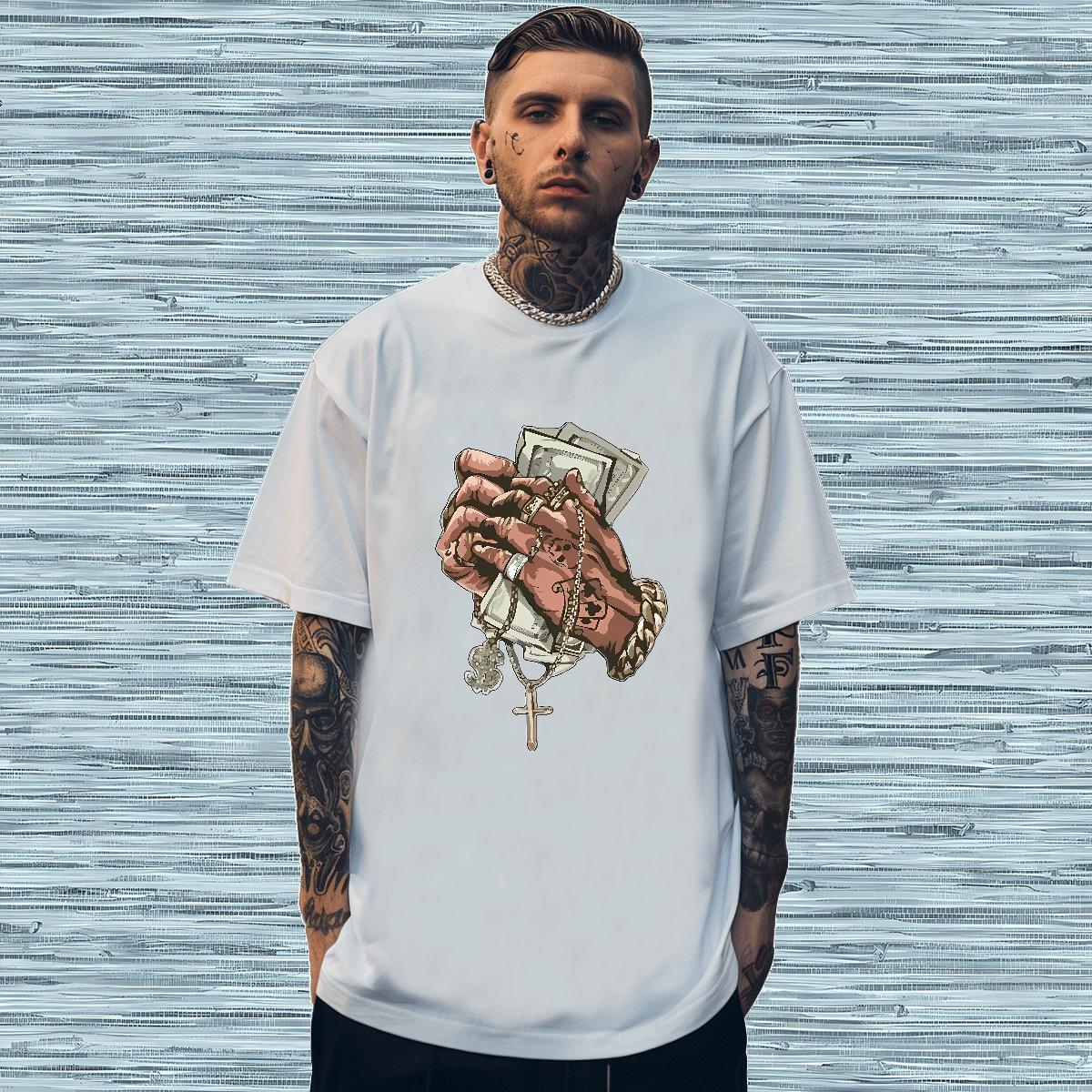 Men T Shirts 230g Cotton hands Summer Casual Breathable Crew Neck Anime Men Tshirts Fashion Casual Brand Wear