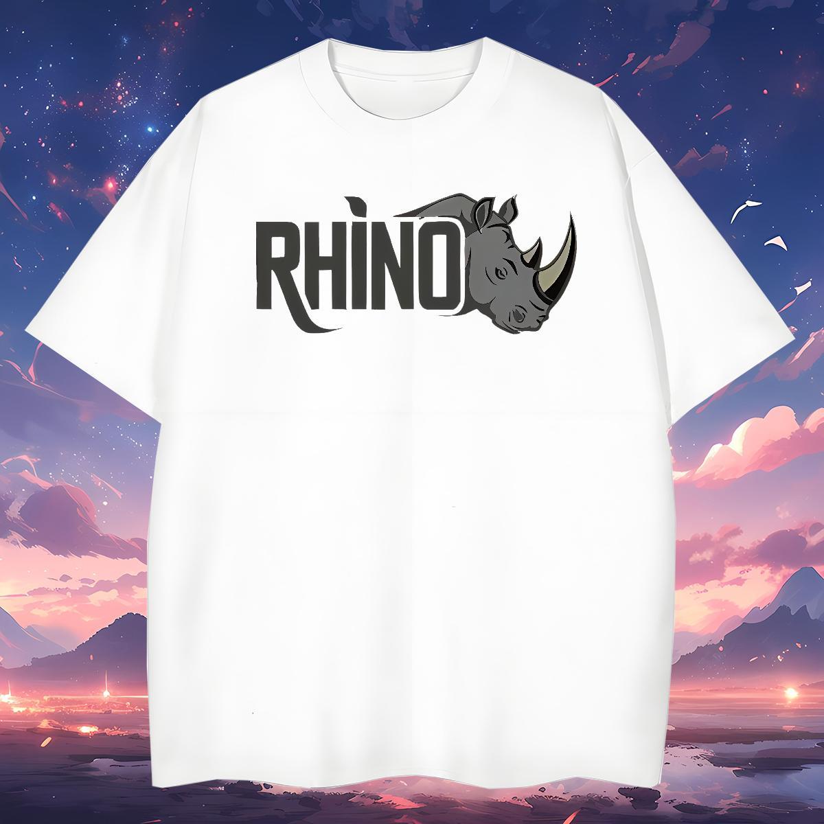 2024 Summer Mens Tshirts rhinoceros Street wear Hip Hop 230g Cotton Wear Short Sleeve O-Neck TOP Quality T Shirts Men Custom Anime