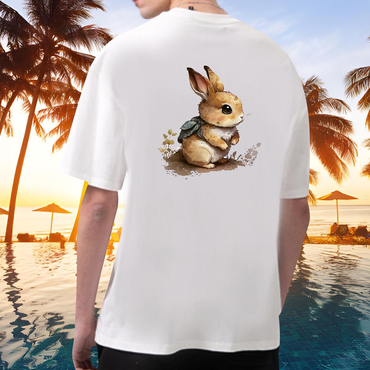 Cool Design T-Shirts rabbit Crew Neck Casual DIY Printed 100% Cotton 230g Tshirts Wholesale Clothes