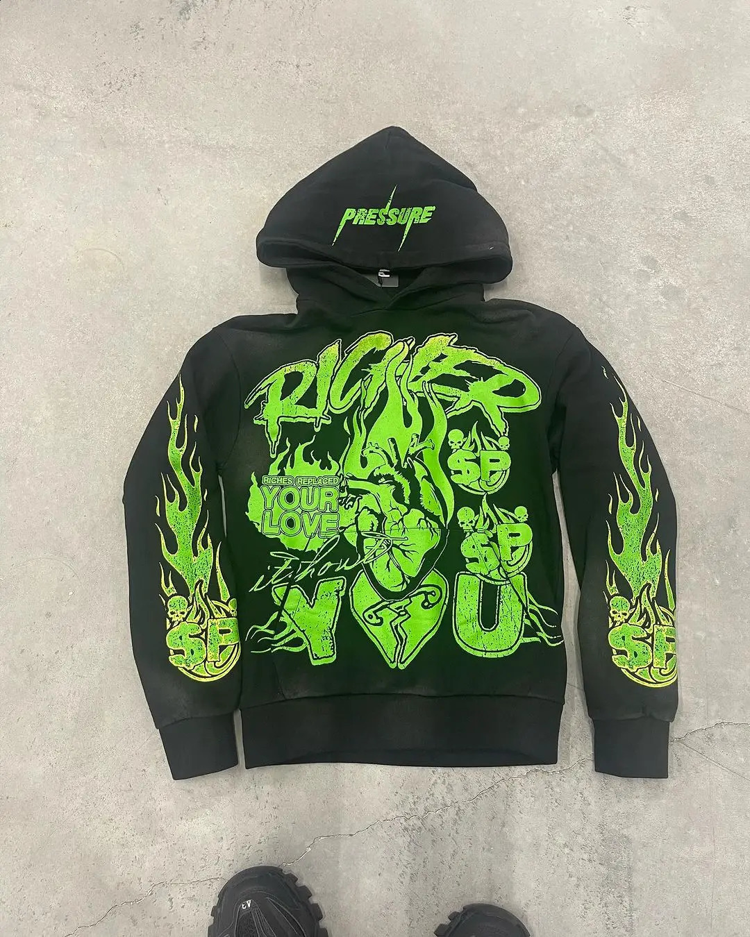 American graphical Print Hoodies sweatshirt Plush Pullover Harajuku Vintage Y2K streetwear high street tracksuit men clothing 240821