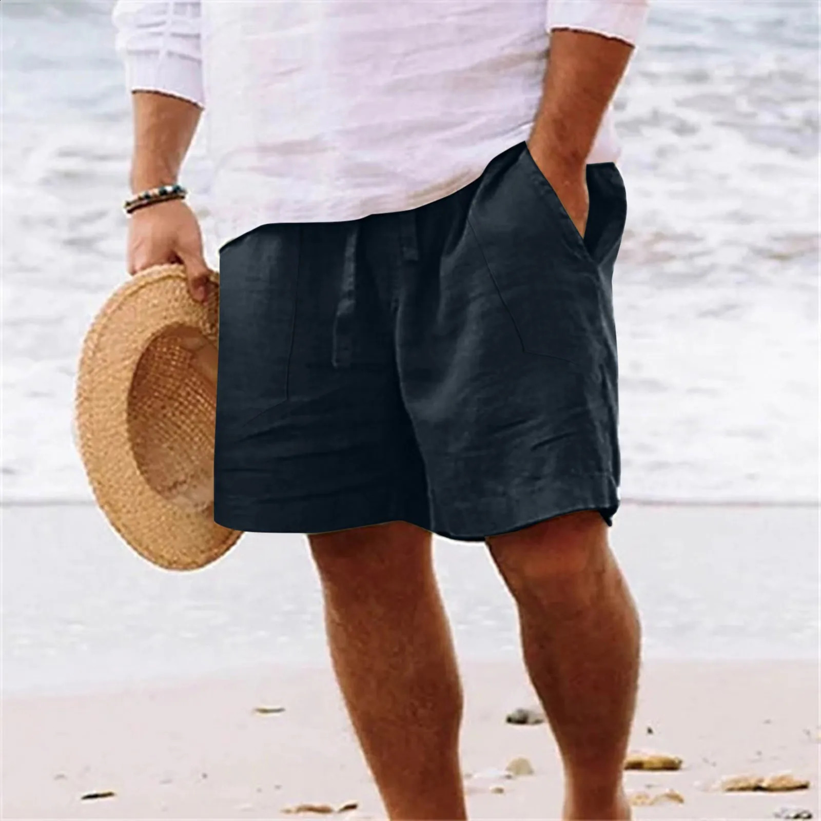 Shorts For Men Casual Summer Pants Men Spring And Summer Pant Casual All Solid Color Painting Loose Plus Size Ropa Hombre 240812
