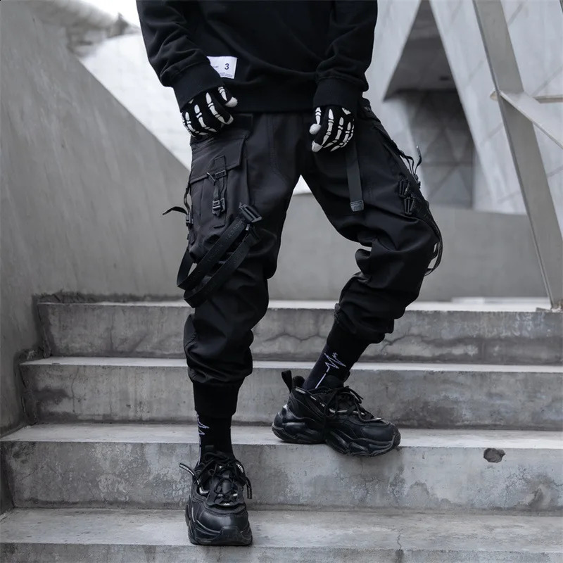2024 multi pocket cargo pants mens Y2K tactical and technical clothing foot pants punk style casual umbrella pants240812