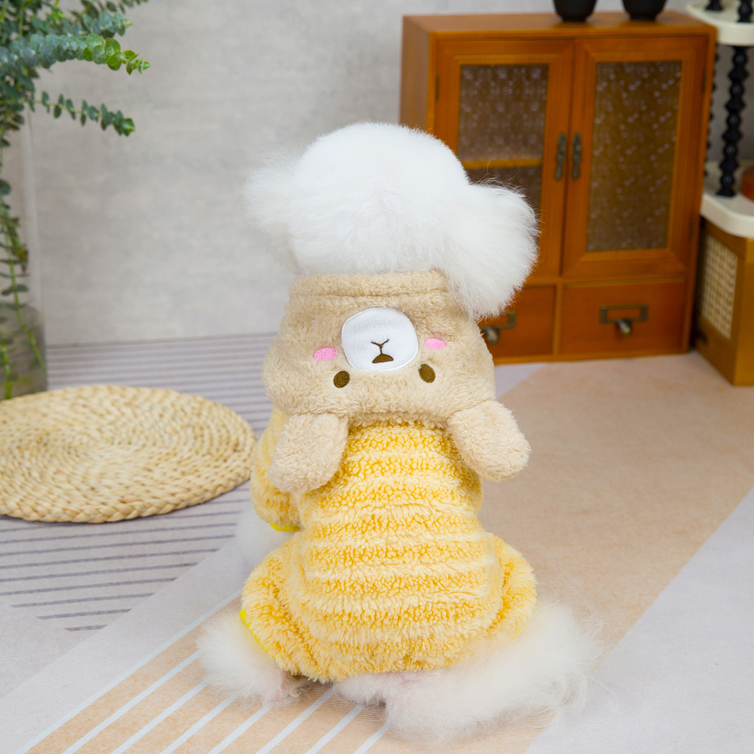 New Pet Clothing Autumn/Winter Cat Sweater New Dog Warm Double-sided Fleece Rainbow Bear Striped Fleece