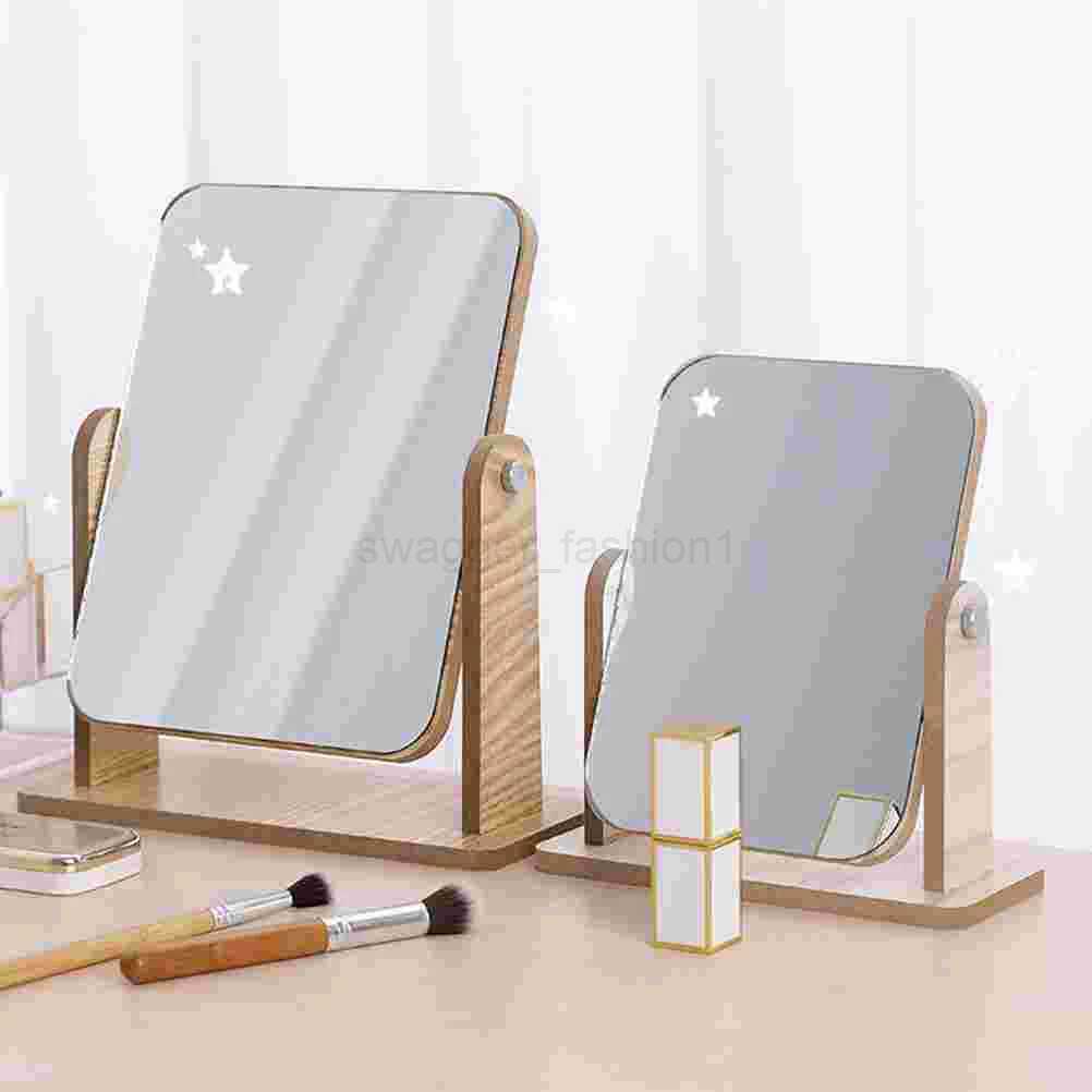 Rotating Vanity Mirror Wooden Tabletop Mirrors Women Makeup Dresser Desktop WomanXJ240813