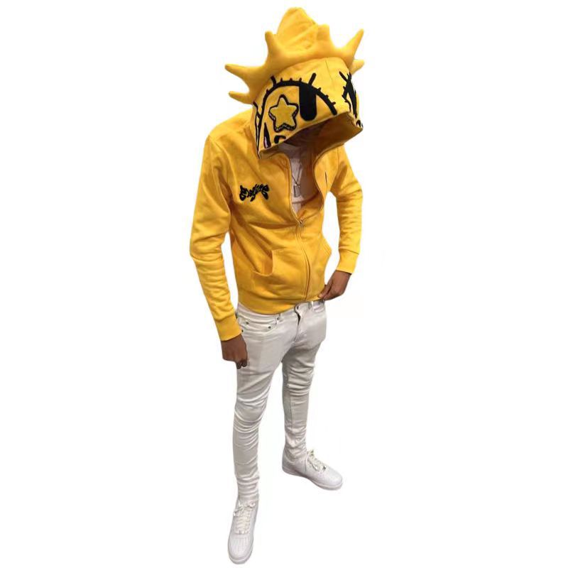 Men's Hoodies Fast Glo Gang The Glory Full Zip Hoodie High Street 1:1 Men Women Drink Embroidery Cartoon Hoody Sweatshirts Fall Winter Loose Zip 