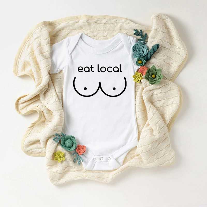 Breastfeeding Eat Local Newborn Baby Tight Clothes Fun Cotton Baby Summer Short Sleeve jumpsuit Casual Boys and Girls Onesie Clothing W240812
