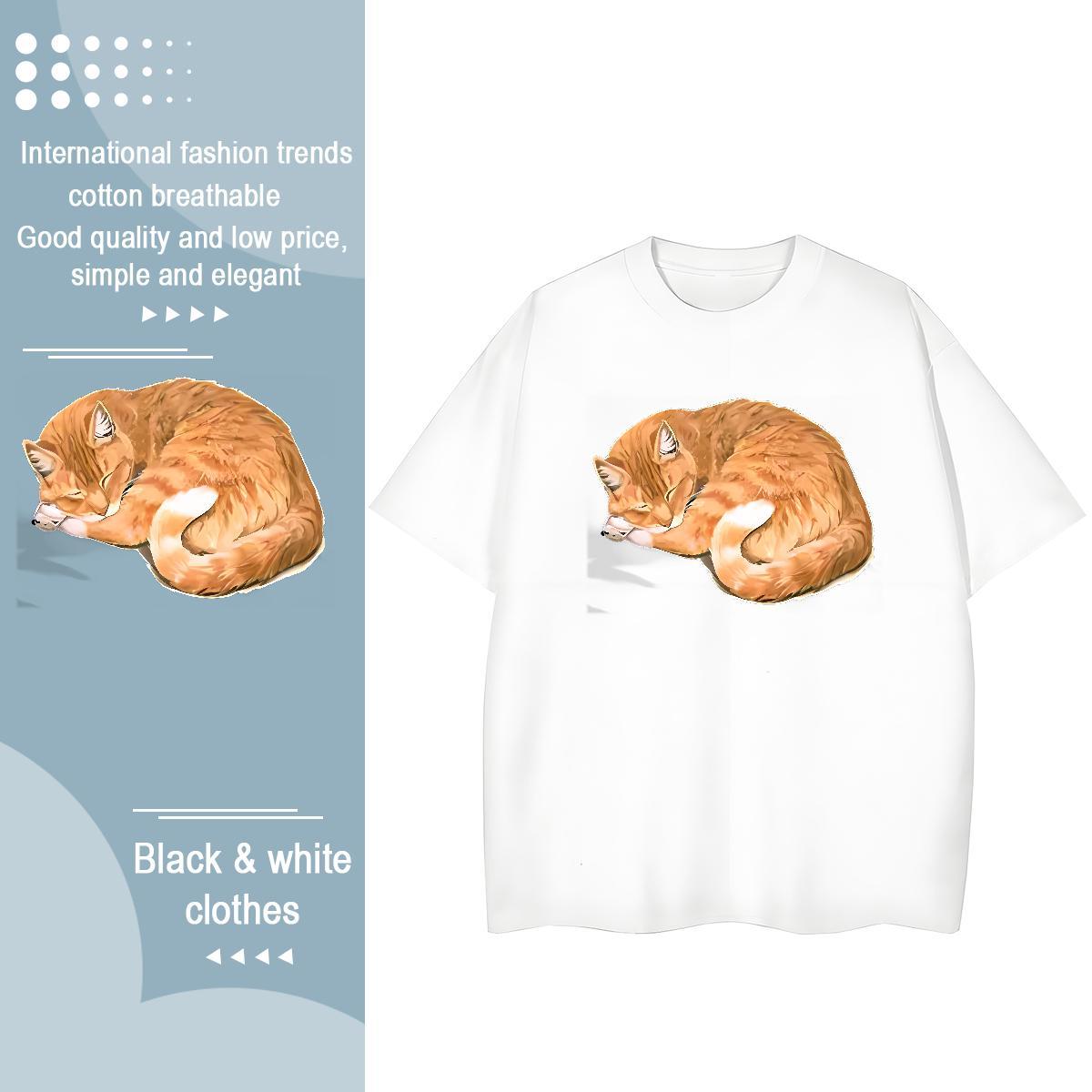 Popular T-Shirts cute Round Neck Short Sleeve Street wear Hip Hop Custom Print Oversized 230g 100% Cotton Men Tops Tees New Tshirts