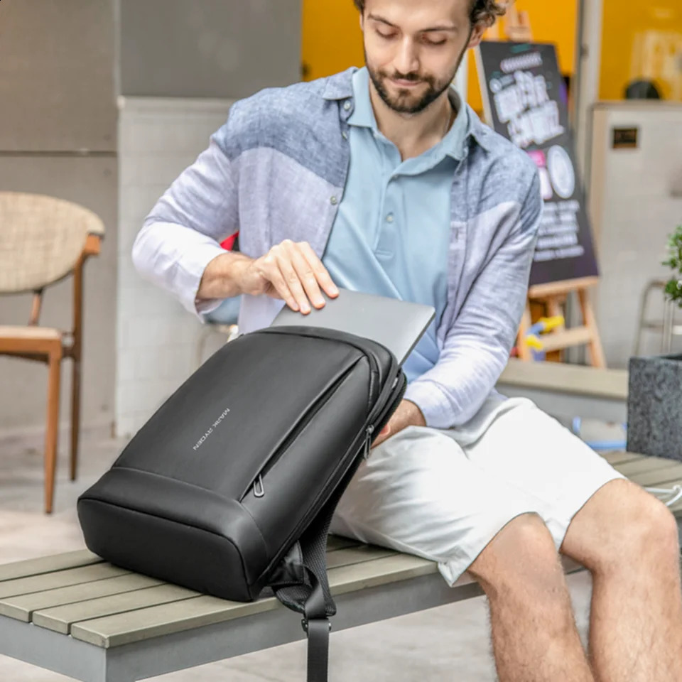 MarkRyden Mens Laptop Backpack Ultra Thin and Lightweight Business School 240813