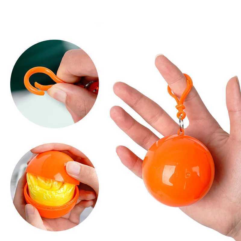 Portable Mini Raincoats Ball for Adults Kids Disposable Rain Ponchos Rainwear Cloak Rain Gear Keyring Ball with Hook Y240810