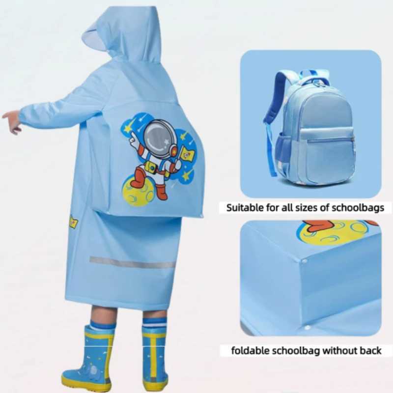 Children Waterproof Rain Poncho Kids Raincoat Full Coverage High Quality Raincoat Student Boys Girls Backpack Travel Rainwear Y240810