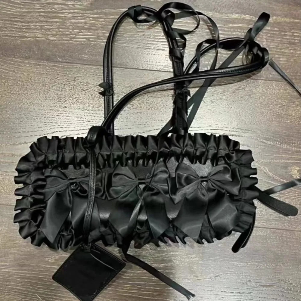 JIAERDI Gothic Bow Black Handbag Purse Women Vintage Haruku Aesthetic Shoulder Bags Ladies Fairy Core Underarm Bag Bolsos Chic 240813 1119 4
