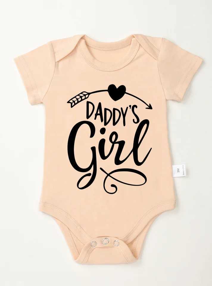 Preschool girl boy clothing tight fitting clothes dad girl printed baby jumpsuit short sleeved irregular letter Onesie W240812