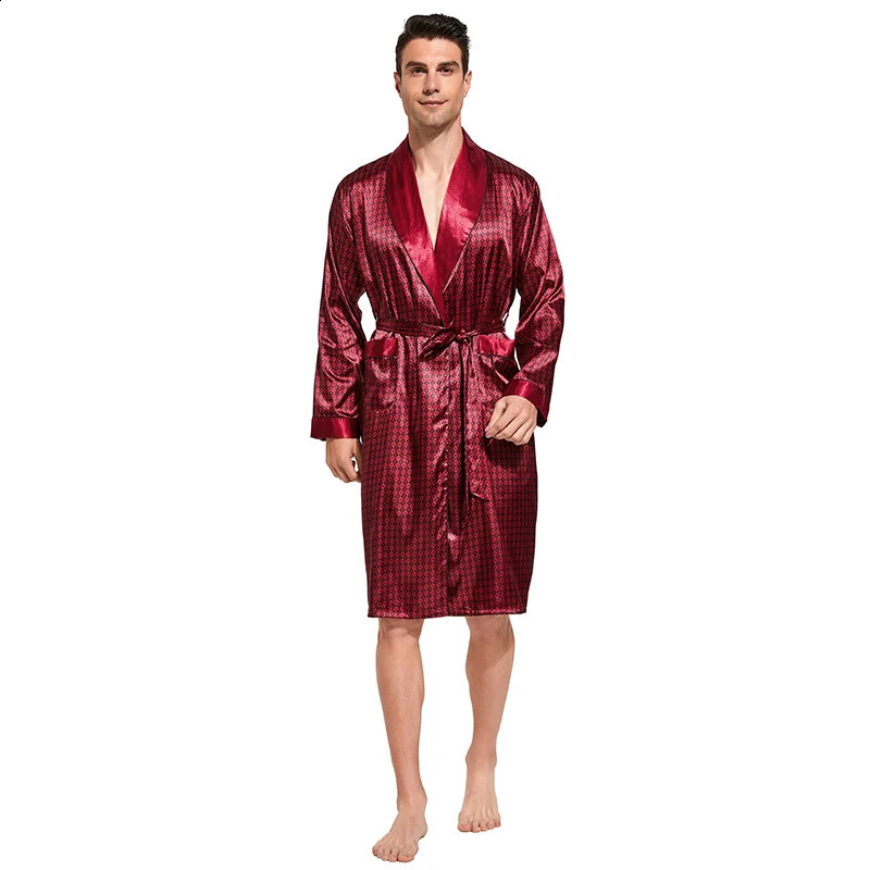 Tony Candice Mens Satin Robe Lightweight Long Sleeve Silk Kimono Bathrobe with Shorts Set Sleepwear 240812